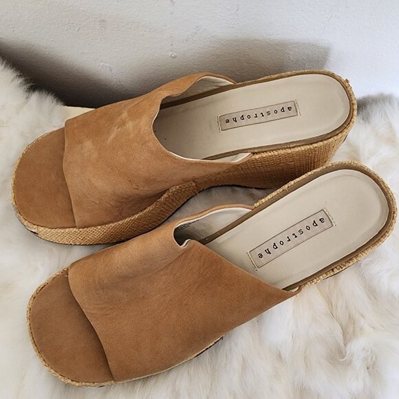 Y2K Apostrophe Wedge Sandals Bromely Size 10W Brown Floral - Picture 4 of 8